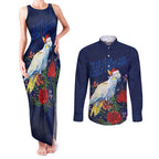 Merry Cocka-mas Couples Matching Tank Maxi Dress and Long Sleeve Button Shirt Australia Christmas Blue Art - Aussie Hoodie