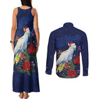Merry Cocka-mas Couples Matching Tank Maxi Dress and Long Sleeve Button Shirt Australia Christmas Blue Art - Aussie Hoodie