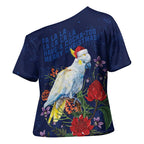 Merry Cocka-mas Cross Shoulder Shirt Australia Christmas Blue Art - Aussie Hoodie