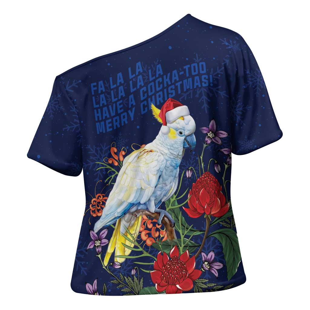 Merry Cocka-mas Cross Shoulder Shirt Australia Christmas Blue Art - Aussie Hoodie