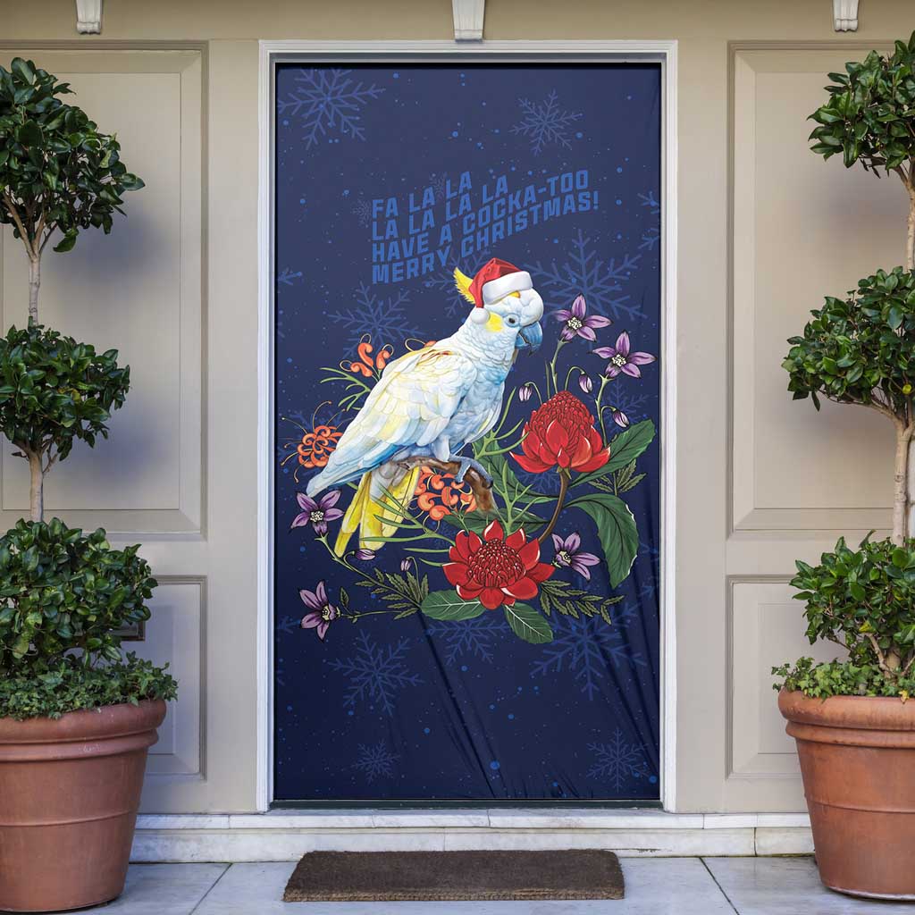 Merry Cocka-mas Door Cover Australia Christmas Blue Art - Aussie Hoodie