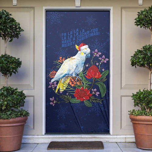 Merry Cocka-mas Door Cover Australia Christmas Blue Art - Aussie Hoodie