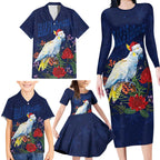 Merry Cocka-mas Family Matching Long Sleeve Bodycon Dress and Hawaiian Shirt Australia Christmas Blue Art - Aussie Hoodie