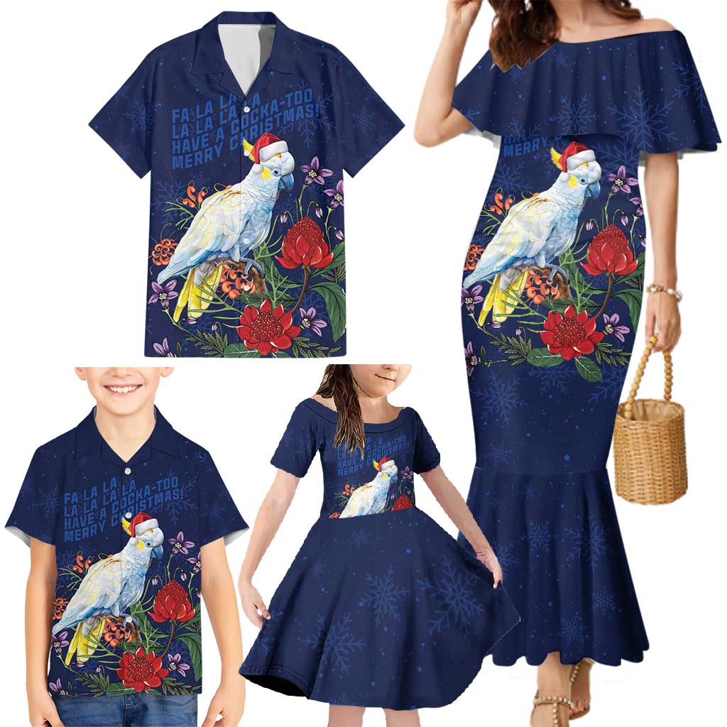 Merry Cocka-mas Family Matching Mermaid Dress and Hawaiian Shirt Australia Christmas Blue Art - Aussie Hoodie
