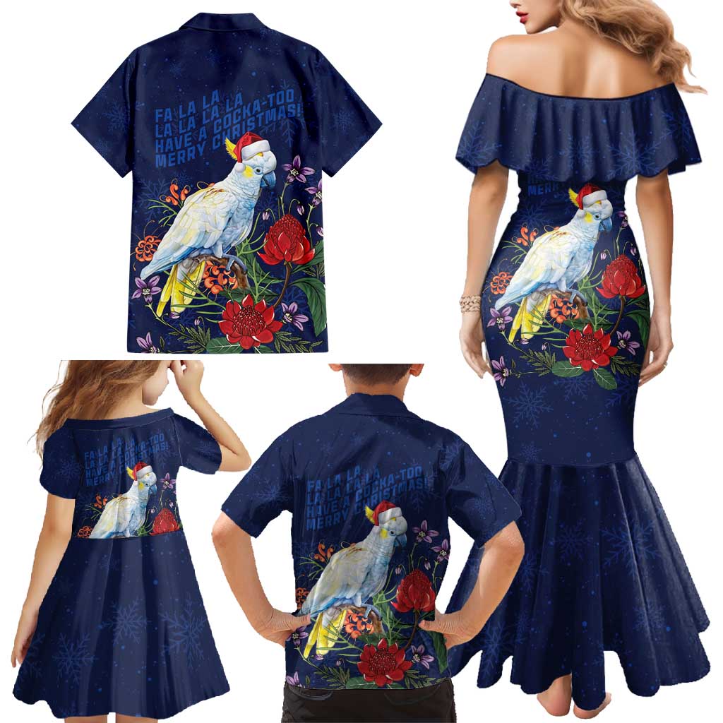 Merry Cocka-mas Family Matching Mermaid Dress and Hawaiian Shirt Australia Christmas Blue Art - Aussie Hoodie