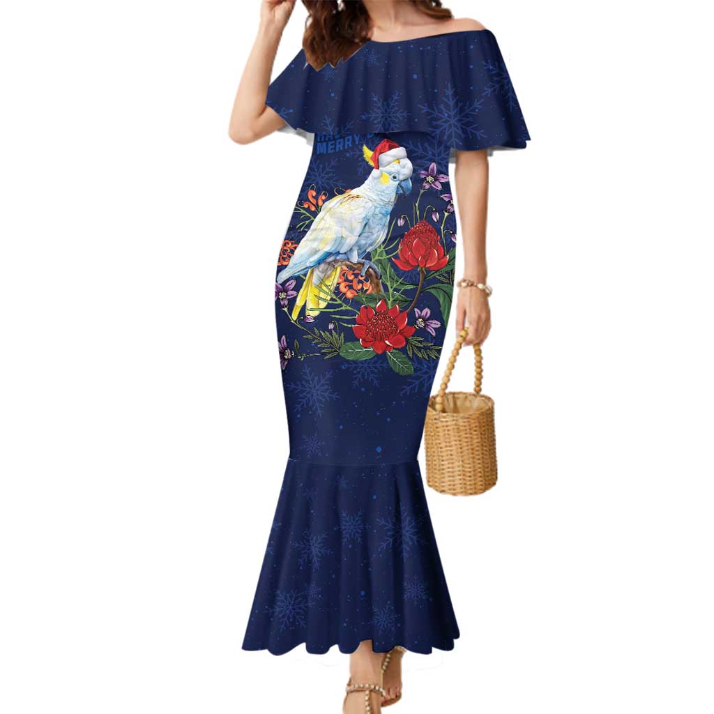 Merry Cocka-mas Family Matching Mermaid Dress and Hawaiian Shirt Australia Christmas Blue Art - Aussie Hoodie