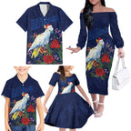 Merry Cocka-mas Family Matching Off The Shoulder Long Sleeve Dress and Hawaiian Shirt Australia Christmas Blue Art - Aussie Hoodie