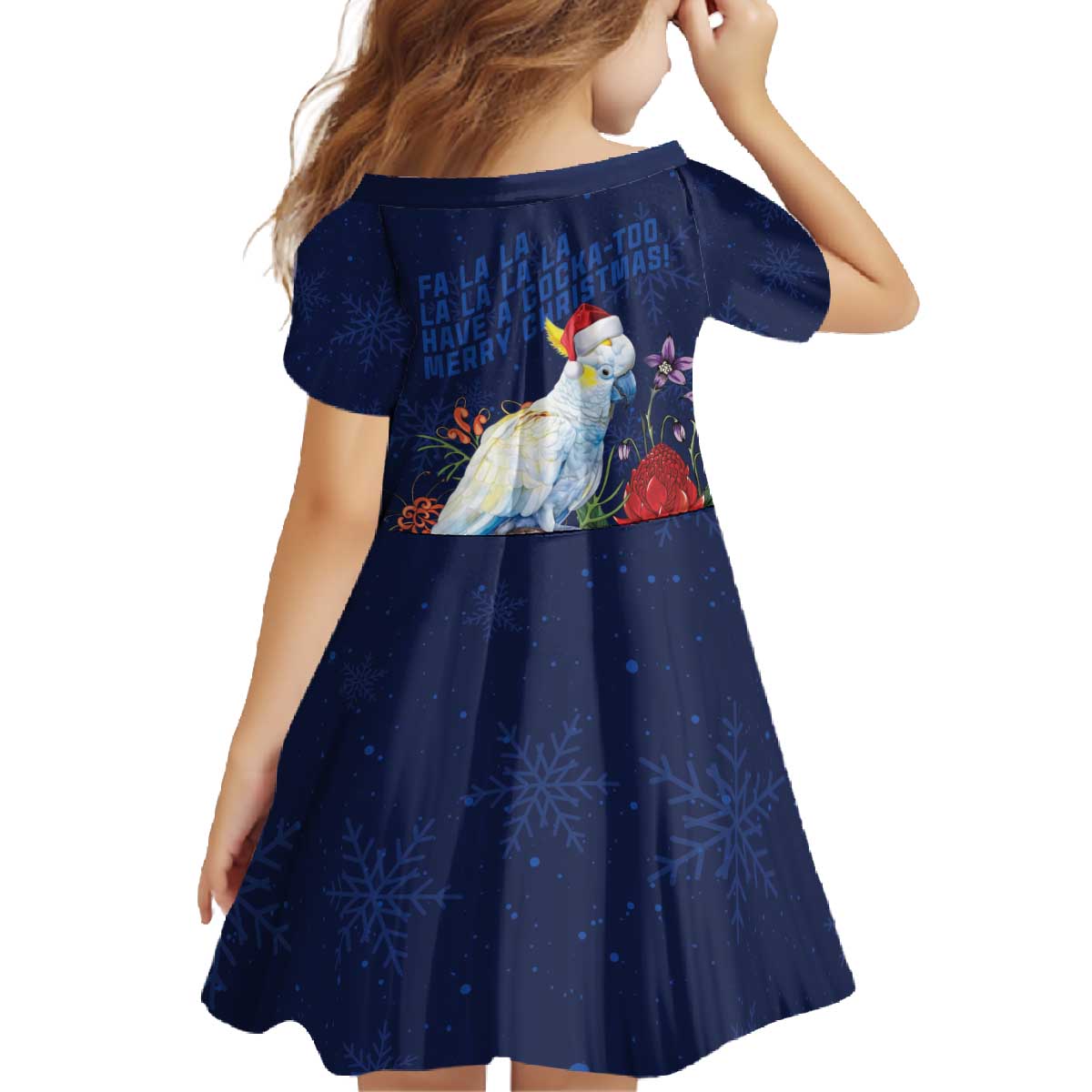 Merry Cocka-mas Family Matching Off The Shoulder Long Sleeve Dress and Hawaiian Shirt Australia Christmas Blue Art - Aussie Hoodie