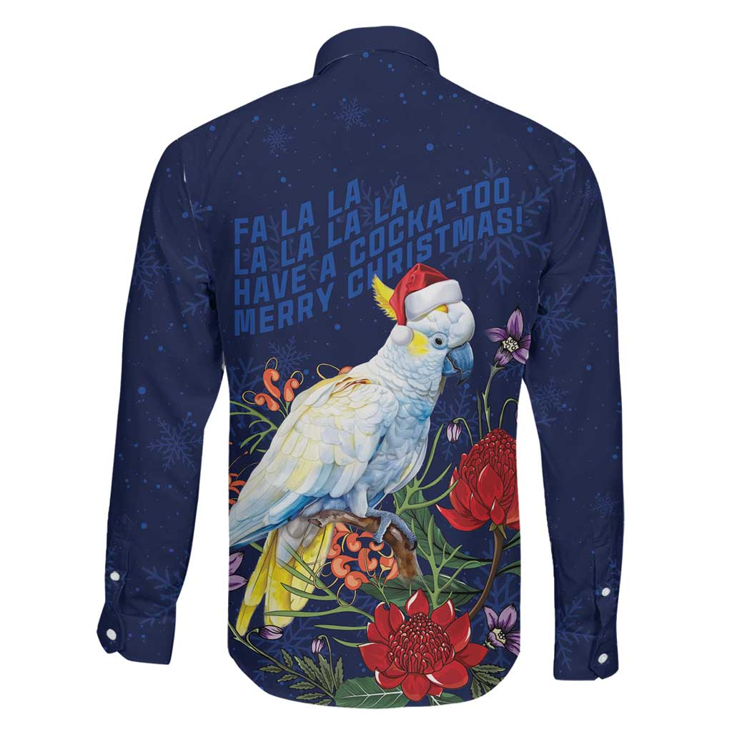 Merry Cocka-mas Family Matching Off The Shoulder Long Sleeve Dress and Hawaiian Shirt Australia Christmas Blue Art - Aussie Hoodie