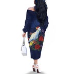 Merry Cocka-mas Family Matching Off The Shoulder Long Sleeve Dress and Hawaiian Shirt Australia Christmas Blue Art - Aussie Hoodie