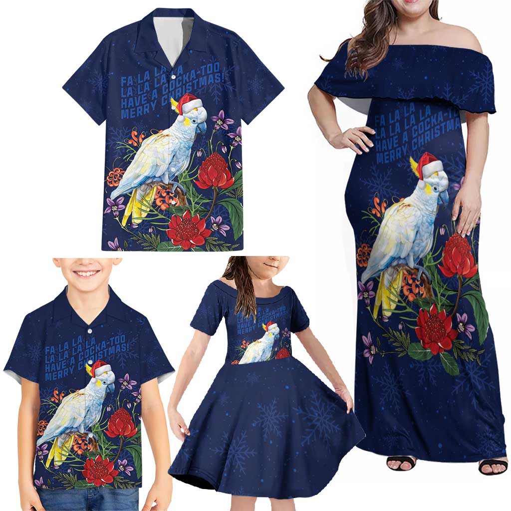 Merry Cocka-mas Family Matching Off Shoulder Maxi Dress and Hawaiian Shirt Australia Christmas Blue Art - Aussie Hoodie