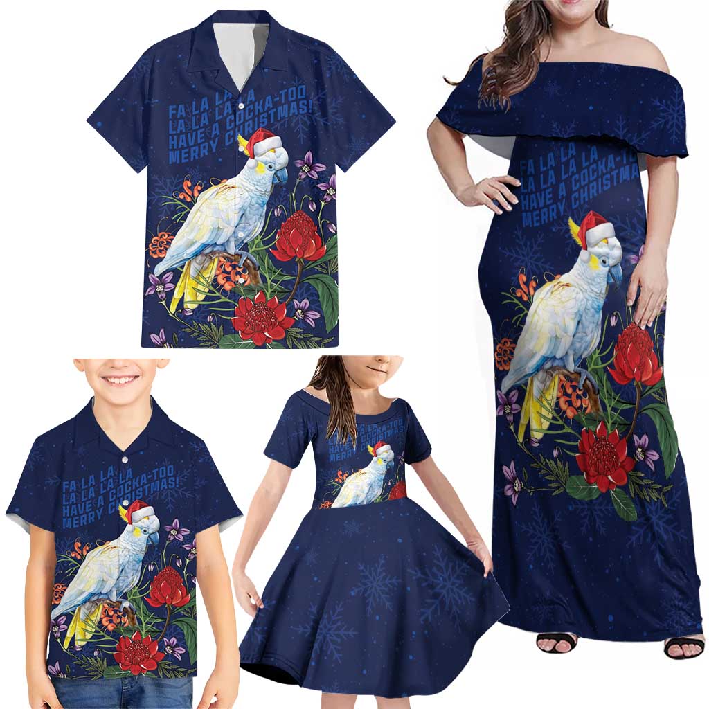 Merry Cocka-mas Family Matching Off Shoulder Maxi Dress and Hawaiian Shirt Australia Christmas Blue Art - Aussie Hoodie