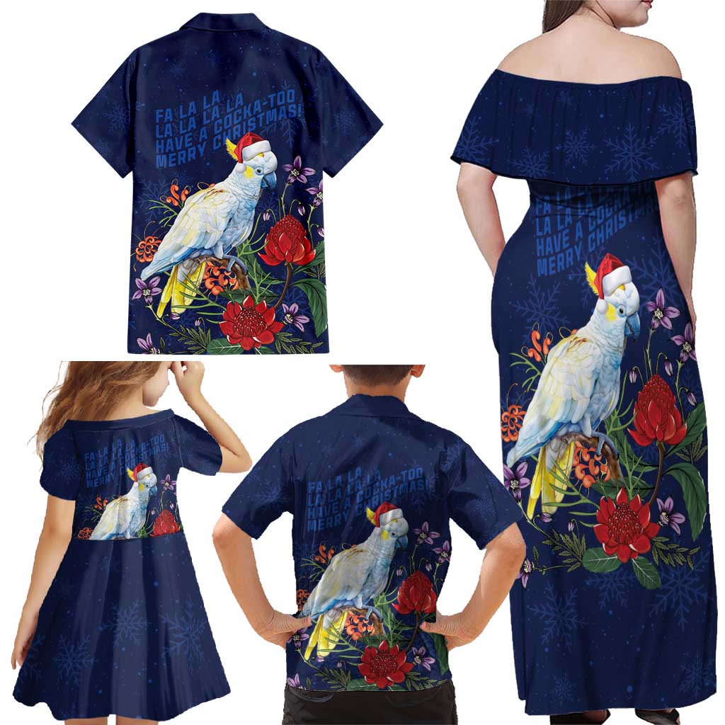 Merry Cocka-mas Family Matching Off Shoulder Maxi Dress and Hawaiian Shirt Australia Christmas Blue Art - Aussie Hoodie