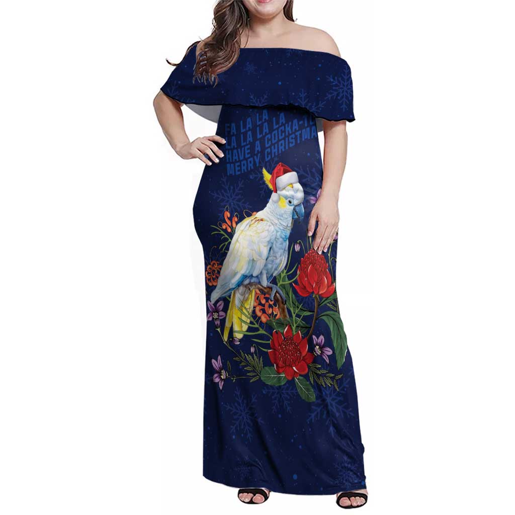 Merry Cocka-mas Family Matching Off Shoulder Maxi Dress and Hawaiian Shirt Australia Christmas Blue Art - Aussie Hoodie