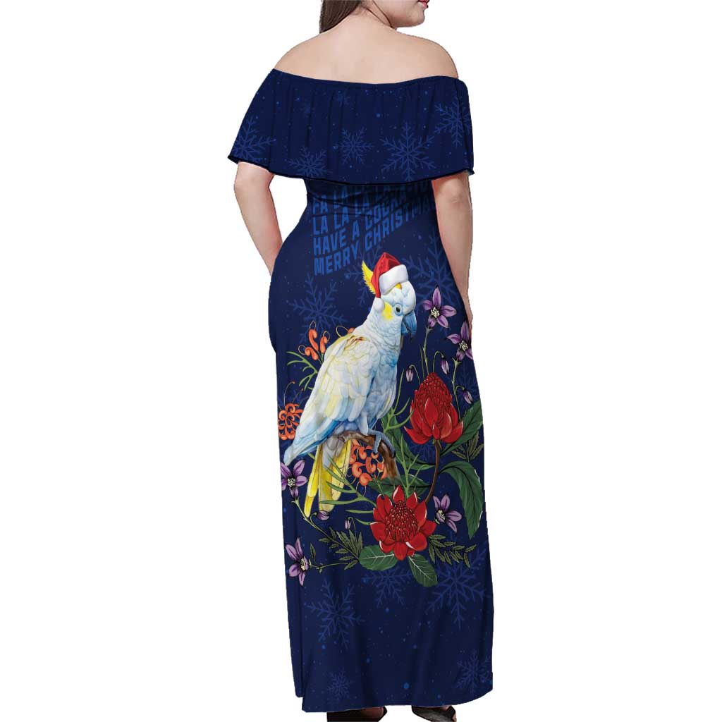 Merry Cocka-mas Family Matching Off Shoulder Maxi Dress and Hawaiian Shirt Australia Christmas Blue Art - Aussie Hoodie