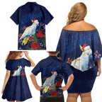 Merry Cocka-mas Family Matching Off Shoulder Short Dress and Hawaiian Shirt Australia Christmas Blue Art - Aussie Hoodie