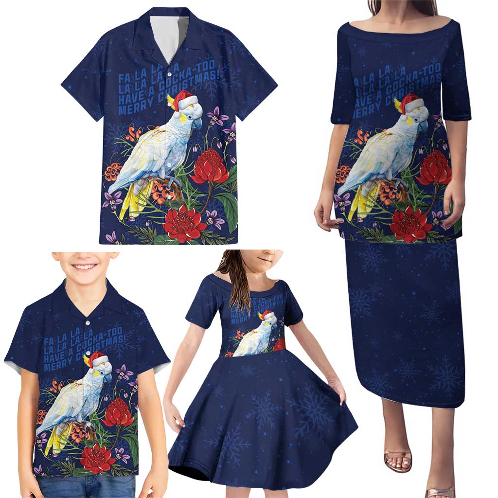 Merry Cocka-mas Family Matching Puletasi and Hawaiian Shirt Australia Christmas Blue Art - Aussie Hoodie