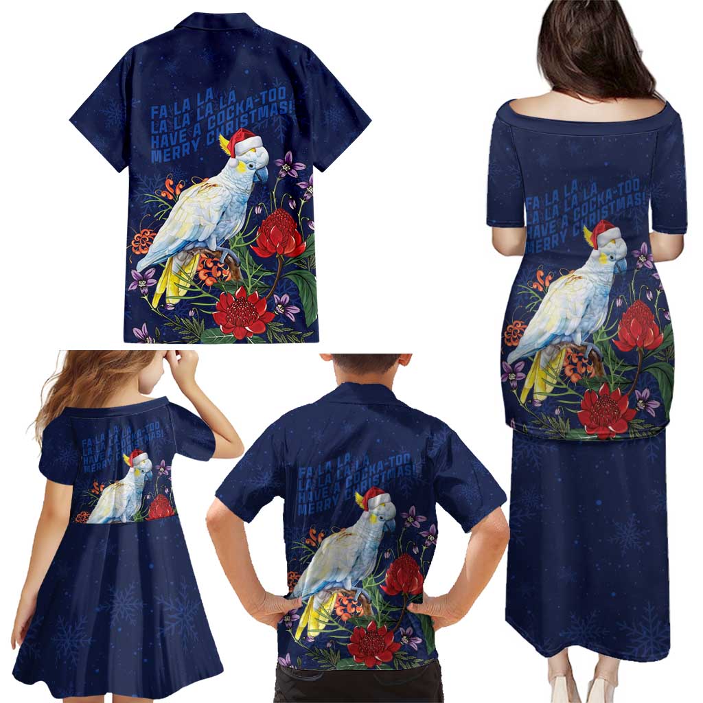 Merry Cocka-mas Family Matching Puletasi and Hawaiian Shirt Australia Christmas Blue Art - Aussie Hoodie