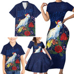 Merry Cocka-mas Family Matching Short Sleeve Bodycon Dress and Hawaiian Shirt Australia Christmas Blue Art - Aussie Hoodie