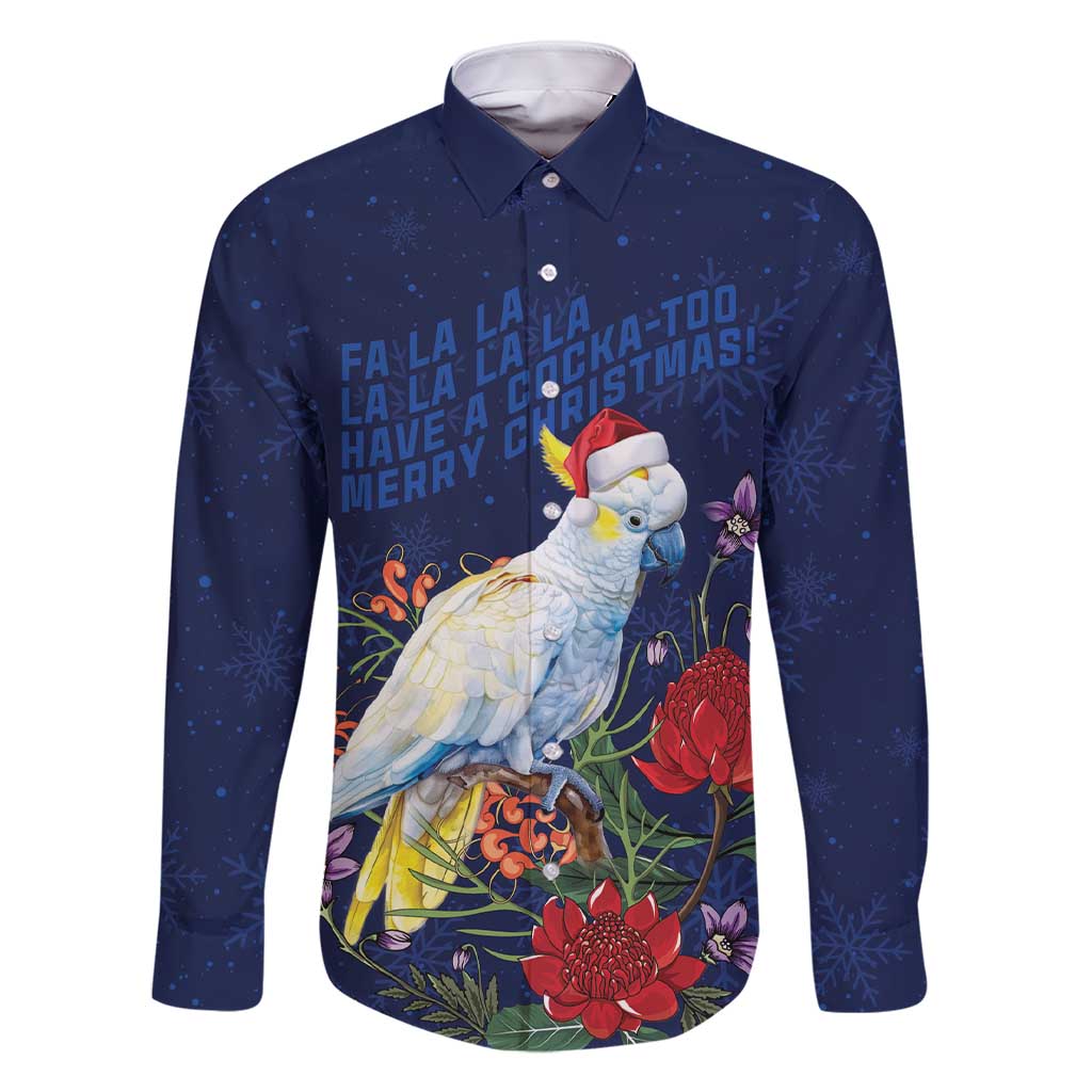 Merry Cocka-mas Family Matching Short Sleeve Bodycon Dress and Hawaiian Shirt Australia Christmas Blue Art - Aussie Hoodie