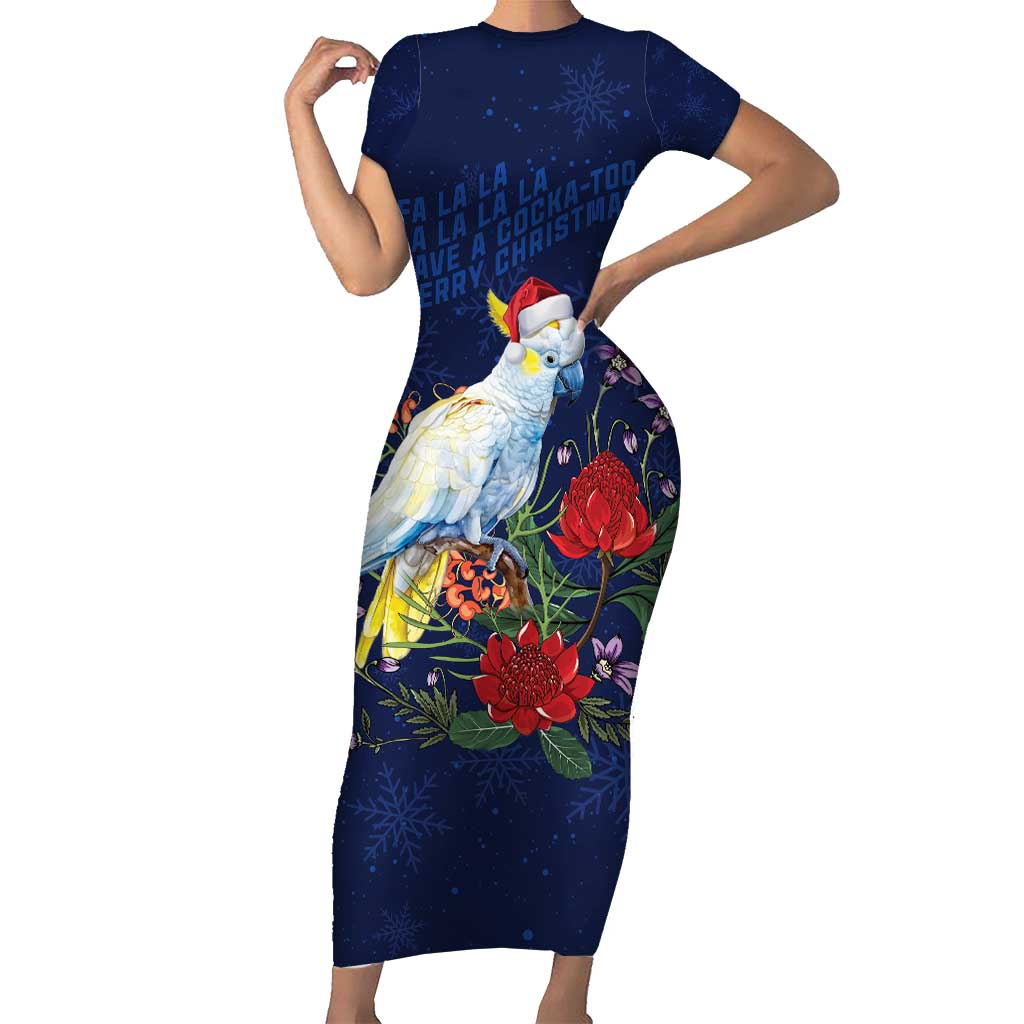 Merry Cocka-mas Family Matching Short Sleeve Bodycon Dress and Hawaiian Shirt Australia Christmas Blue Art - Aussie Hoodie