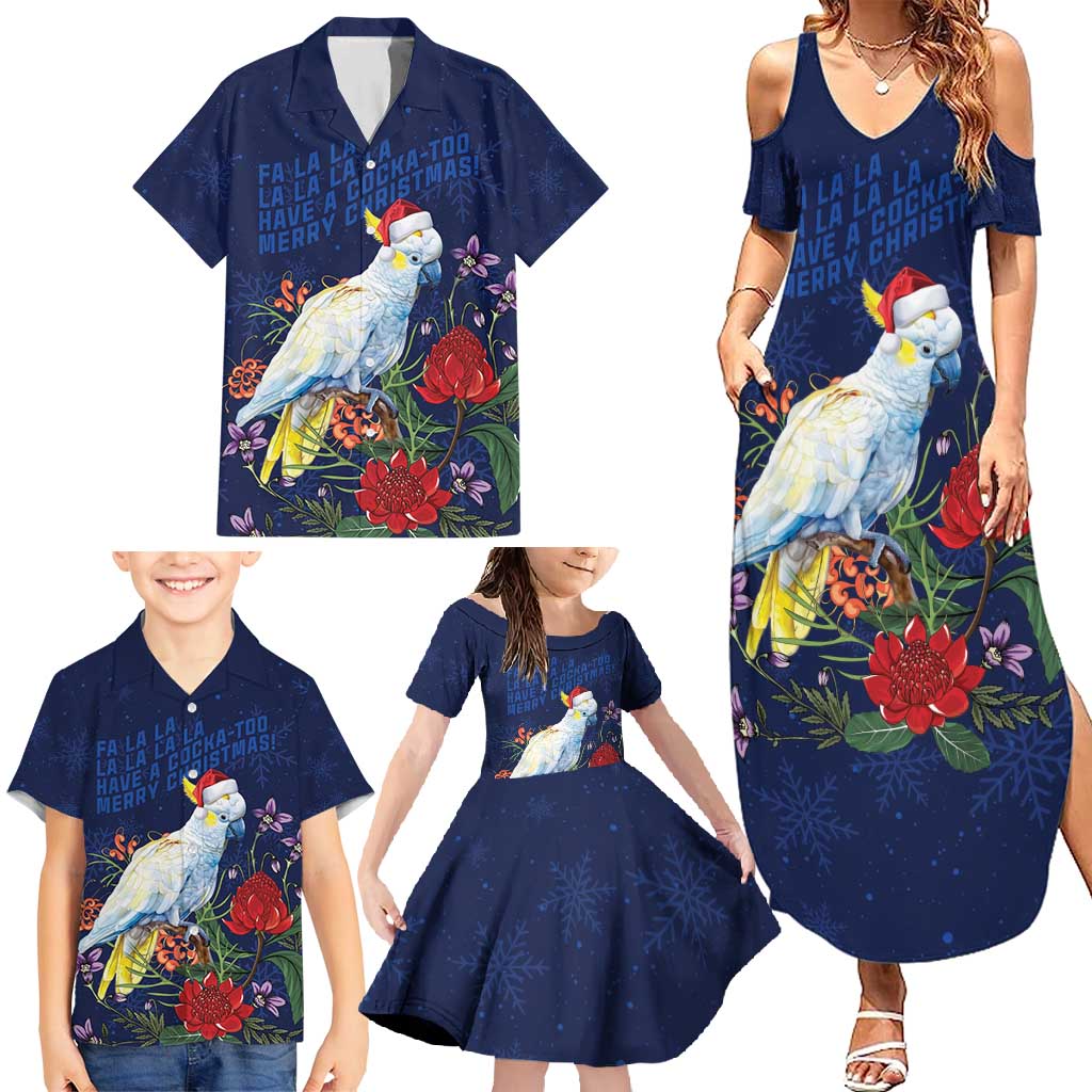 Merry Cocka-mas Family Matching Summer Maxi Dress and Hawaiian Shirt Australia Christmas Blue Art - Aussie Hoodie