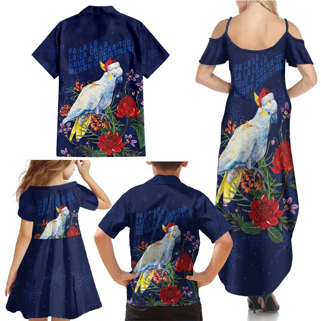 Merry Cocka-mas Family Matching Summer Maxi Dress and Hawaiian Shirt Australia Christmas Blue Art - Aussie Hoodie