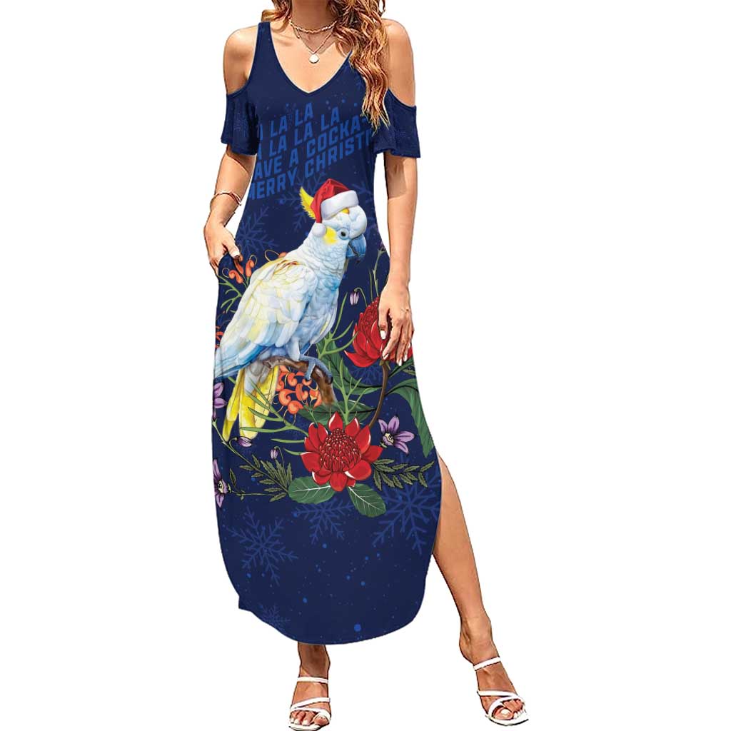 Merry Cocka-mas Family Matching Summer Maxi Dress and Hawaiian Shirt Australia Christmas Blue Art - Aussie Hoodie