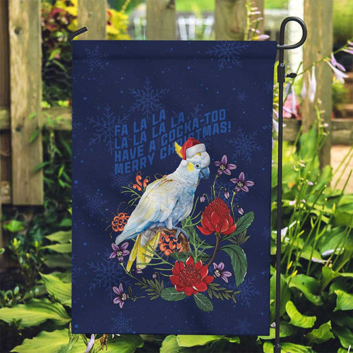 Merry Cocka-mas Garden Flag Australia Christmas Blue Art - Aussie Hoodie