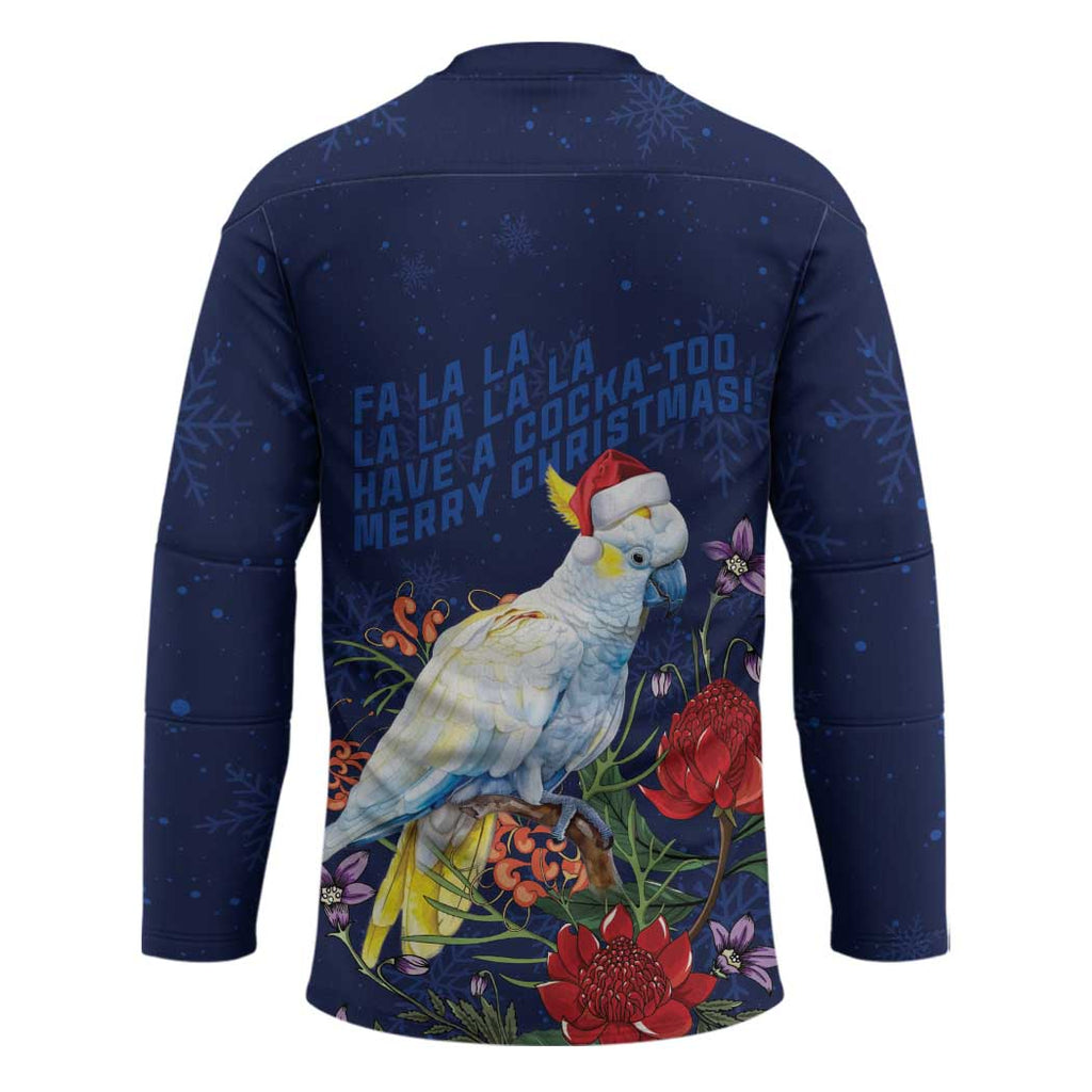 Merry Cocka-mas Hockey Jersey Australia Christmas Blue Art - Aussie Hoodie