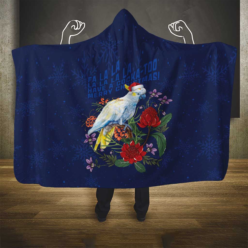 Merry Cocka-mas Hooded Blanket Australia Christmas Blue Art - Aussie Hoodie