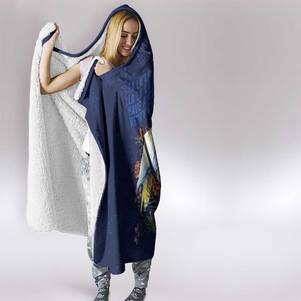 Merry Cocka-mas Hooded Blanket Australia Christmas Blue Art - Aussie Hoodie