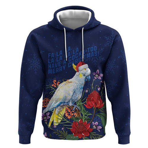 Merry Cocka-mas Hoodie Australia Christmas Blue Art - Aussie Hoodie