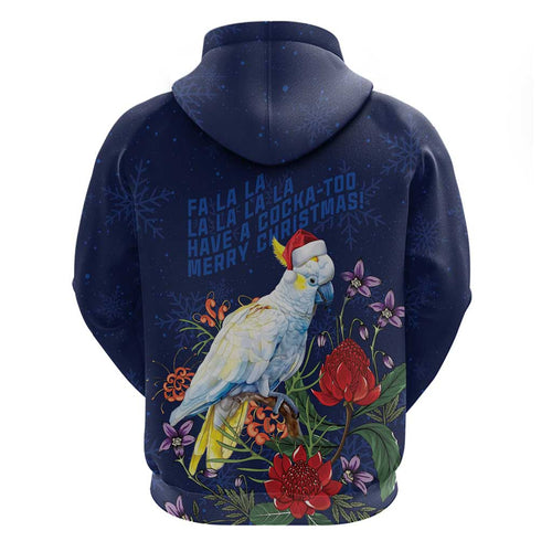 Merry Cocka-mas Hoodie Australia Christmas Blue Art - Aussie Hoodie