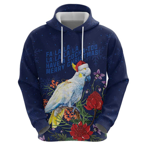Merry Cocka-mas Hoodie Australia Christmas Blue Art - Aussie Hoodie