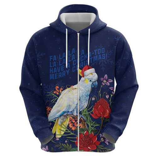 Merry Cocka-mas Hoodie Australia Christmas Blue Art - Aussie Hoodie