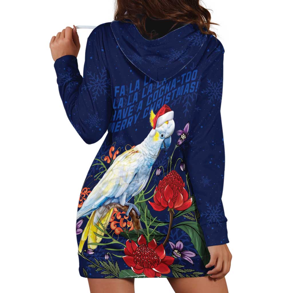 Merry Cocka-mas Hoodie Dress Australia Christmas Blue Art - Aussie Hoodie