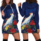 Merry Cocka-mas Hoodie Dress Australia Christmas Blue Art - Aussie Hoodie