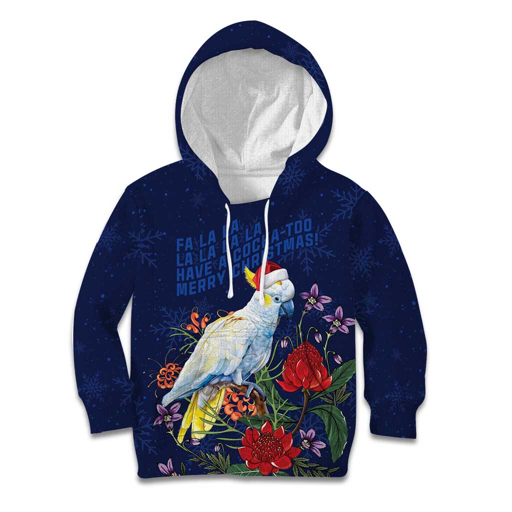 Merry Cocka-mas Kid Hoodie Australia Christmas Blue Art - Aussie Hoodie