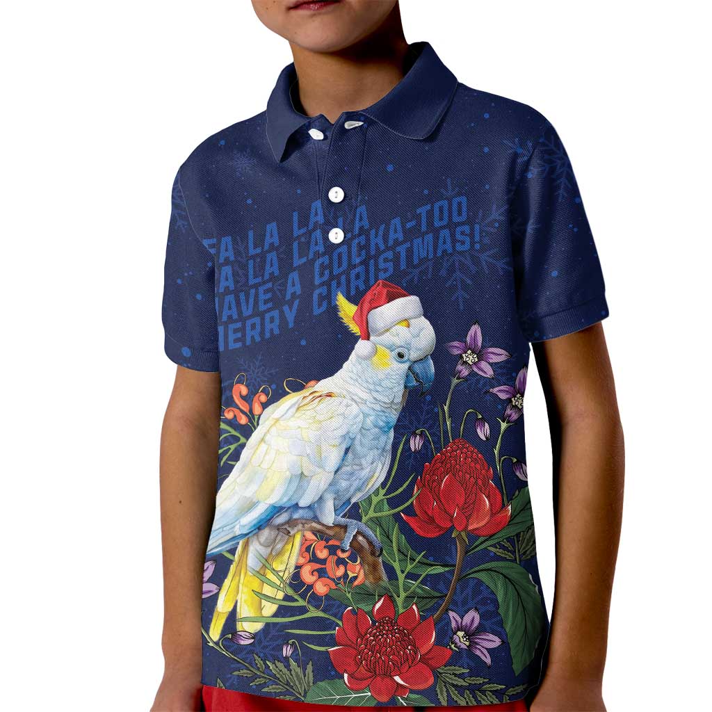 Merry Cocka-mas Kid Polo Shirt Australia Christmas Blue Art - Aussie Hoodie