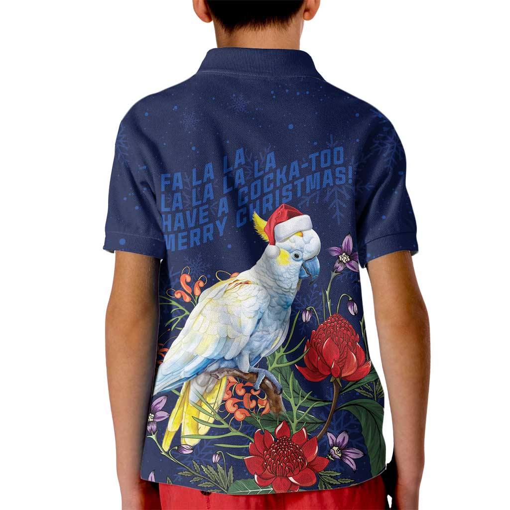 Merry Cocka-mas Kid Polo Shirt Australia Christmas Blue Art - Aussie Hoodie