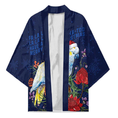 Merry Cocka-mas Kimono Australia Christmas Blue Art - Aussie Hoodie