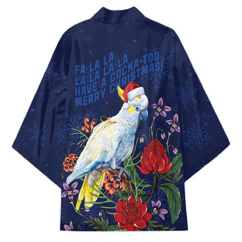 Merry Cocka-mas Kimono Australia Christmas Blue Art - Aussie Hoodie