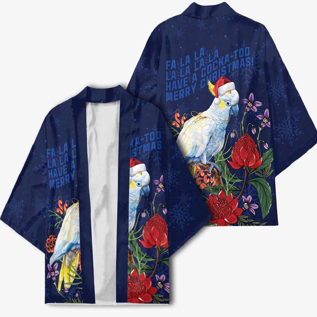 Merry Cocka-mas Kimono Australia Christmas Blue Art - Aussie Hoodie