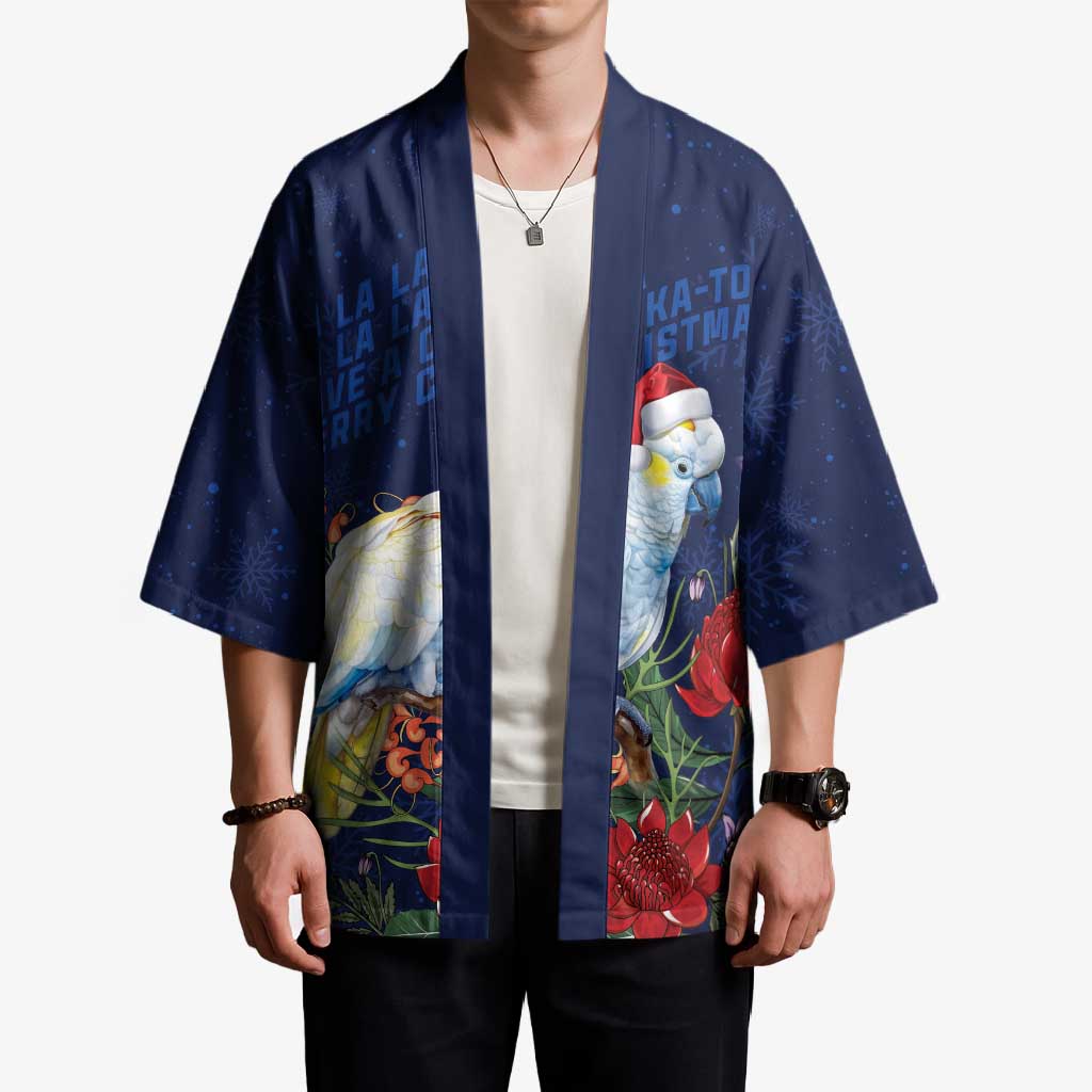 Merry Cocka-mas Kimono Australia Christmas Blue Art - Aussie Hoodie