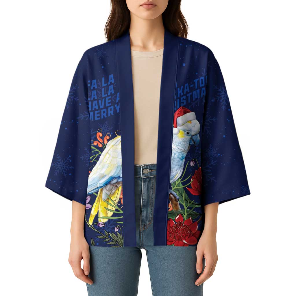 Merry Cocka-mas Kimono Australia Christmas Blue Art - Aussie Hoodie