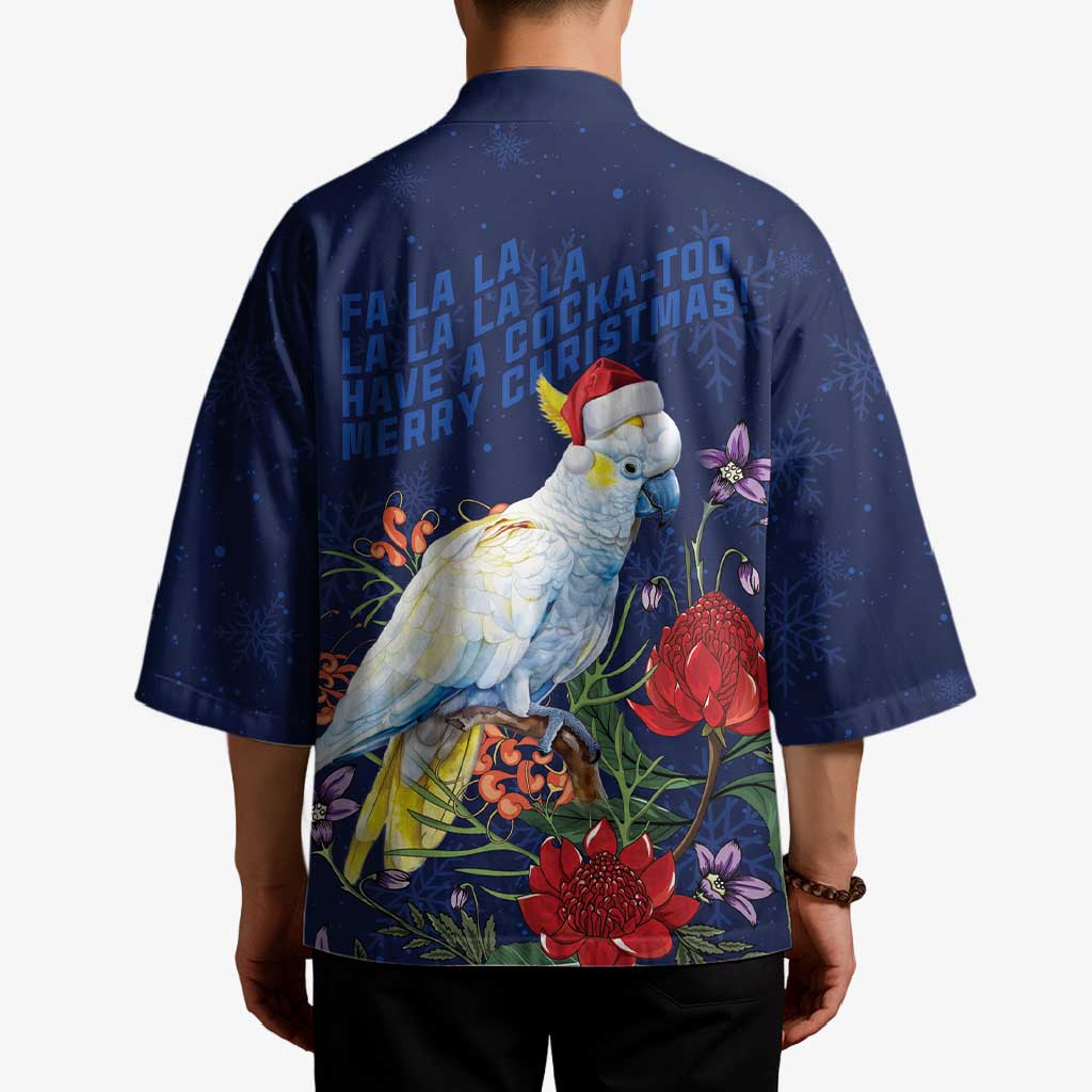 Merry Cocka-mas Kimono Australia Christmas Blue Art - Aussie Hoodie