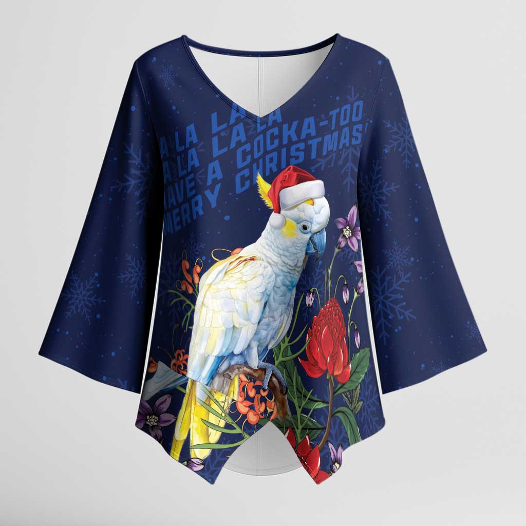 Merry Cocka-mas Kimono Sleeve Blouse Australia Christmas Blue Art - Aussie Hoodie