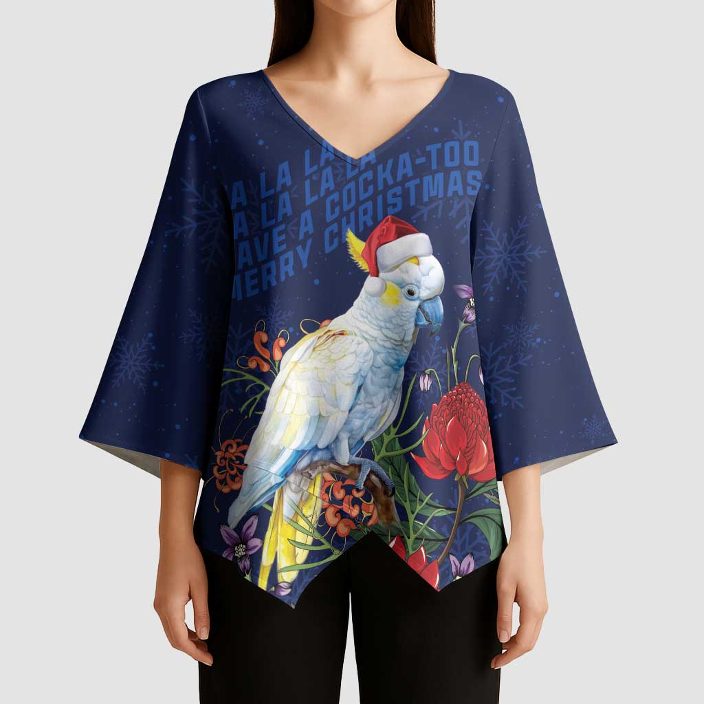 Merry Cocka-mas Kimono Sleeve Blouse Australia Christmas Blue Art - Aussie Hoodie
