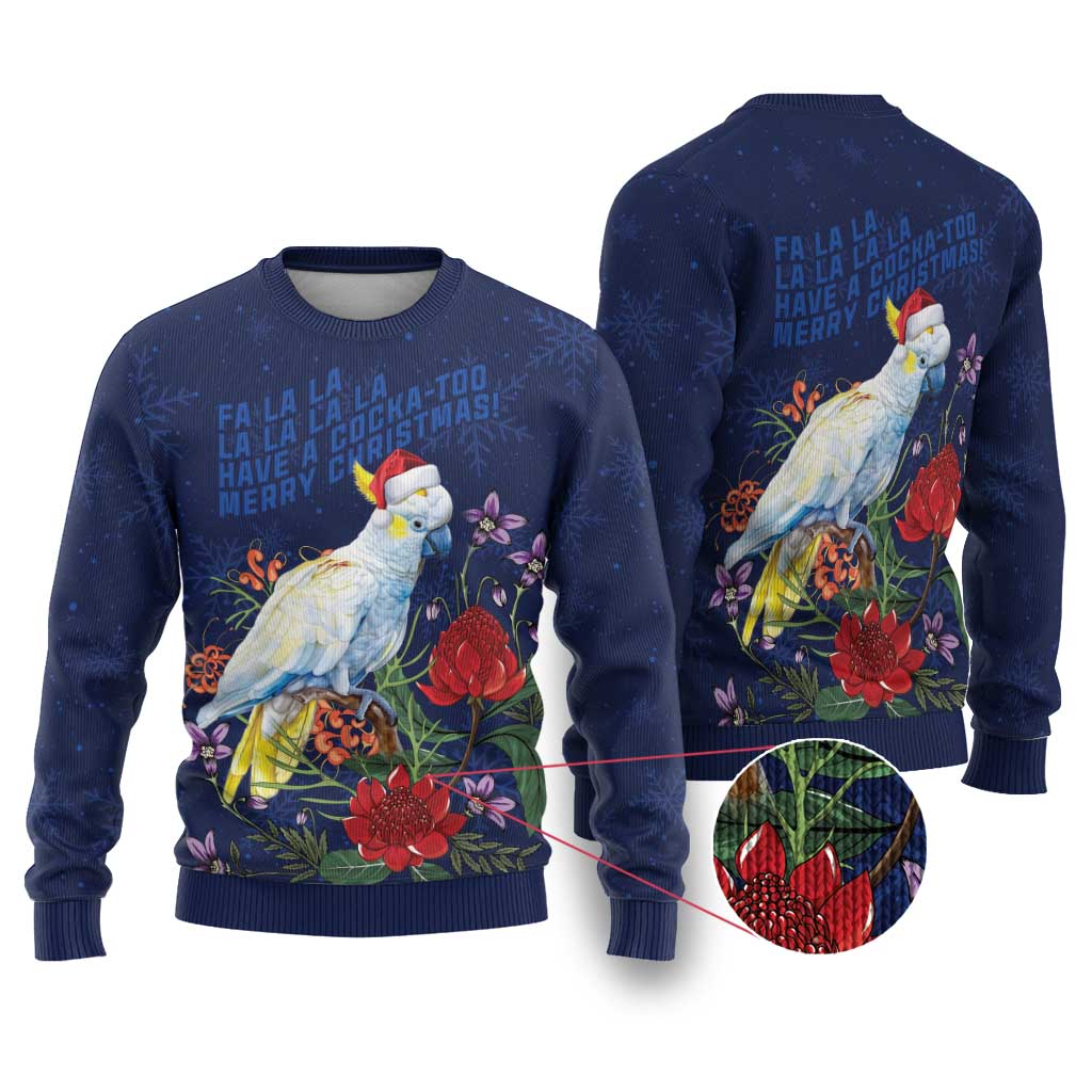 Merry Cocka-mas Ugly Christmas Sweater Australia Christmas Blue Art - Aussie Hoodie